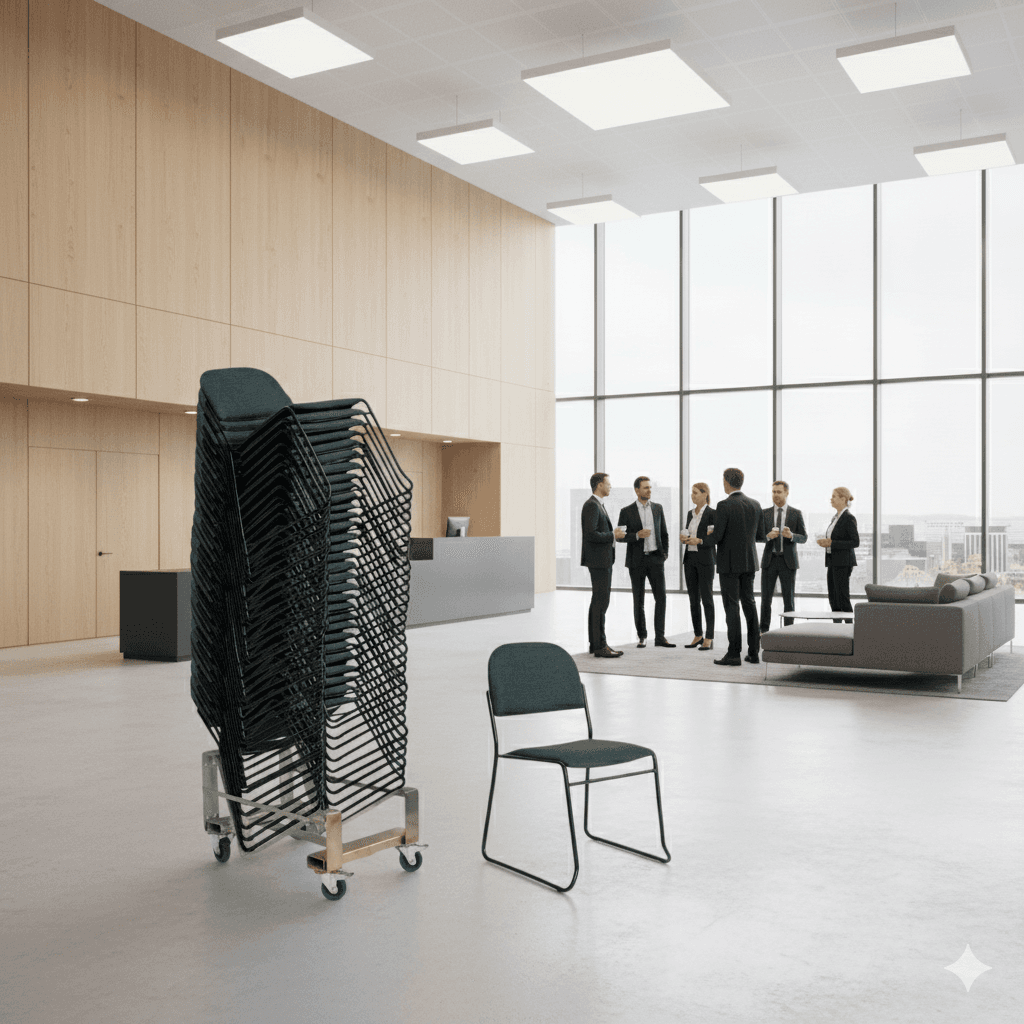 30 Trend Økonomi stabelstole i sort/sort inkl. stolevogn