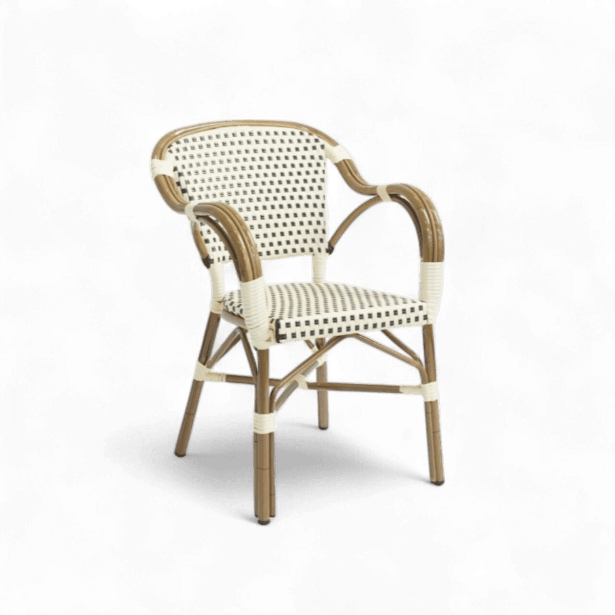 Herning - Caféstol m. armlæn - Flet - Sort-beige