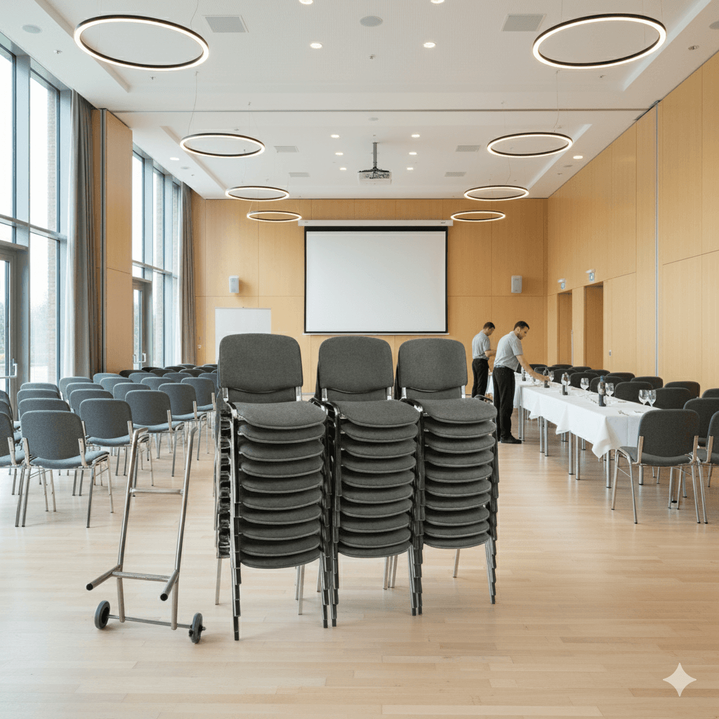 30 Økonomi Polster stabelstole i mørkegrå inkl. stolevogn