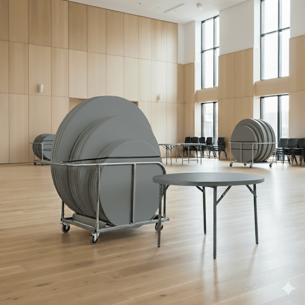 15 Zown Ø120 klapborde inkl. bordvogn