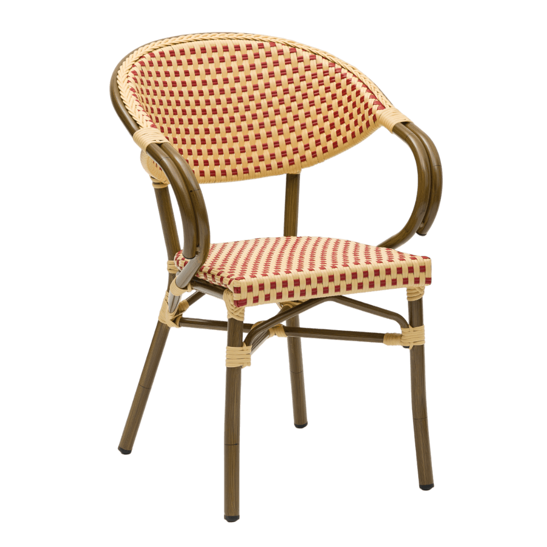 Paris - Caféstol m. armlæn - Flet - Rød-beige