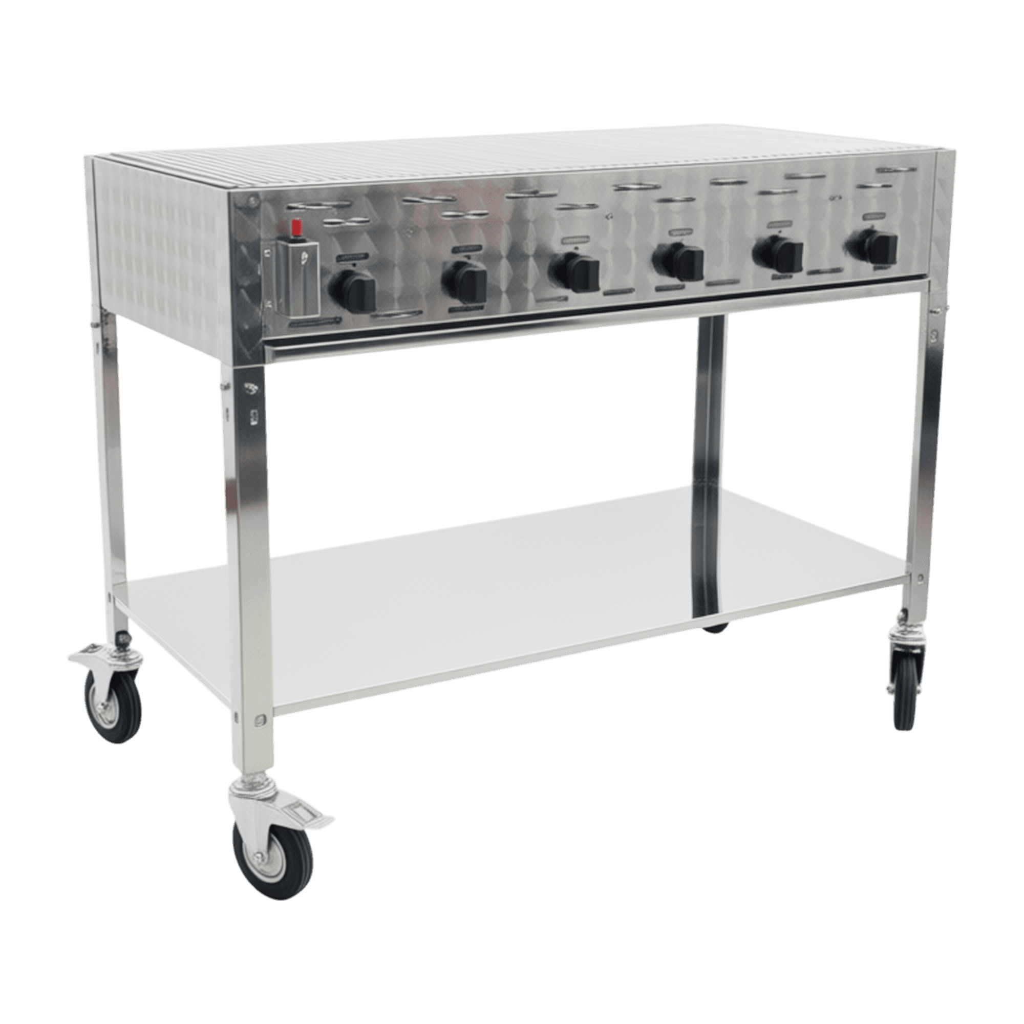 Gasgrill 6 blus m/rist 30-37mb - Komplet stativ med hjul