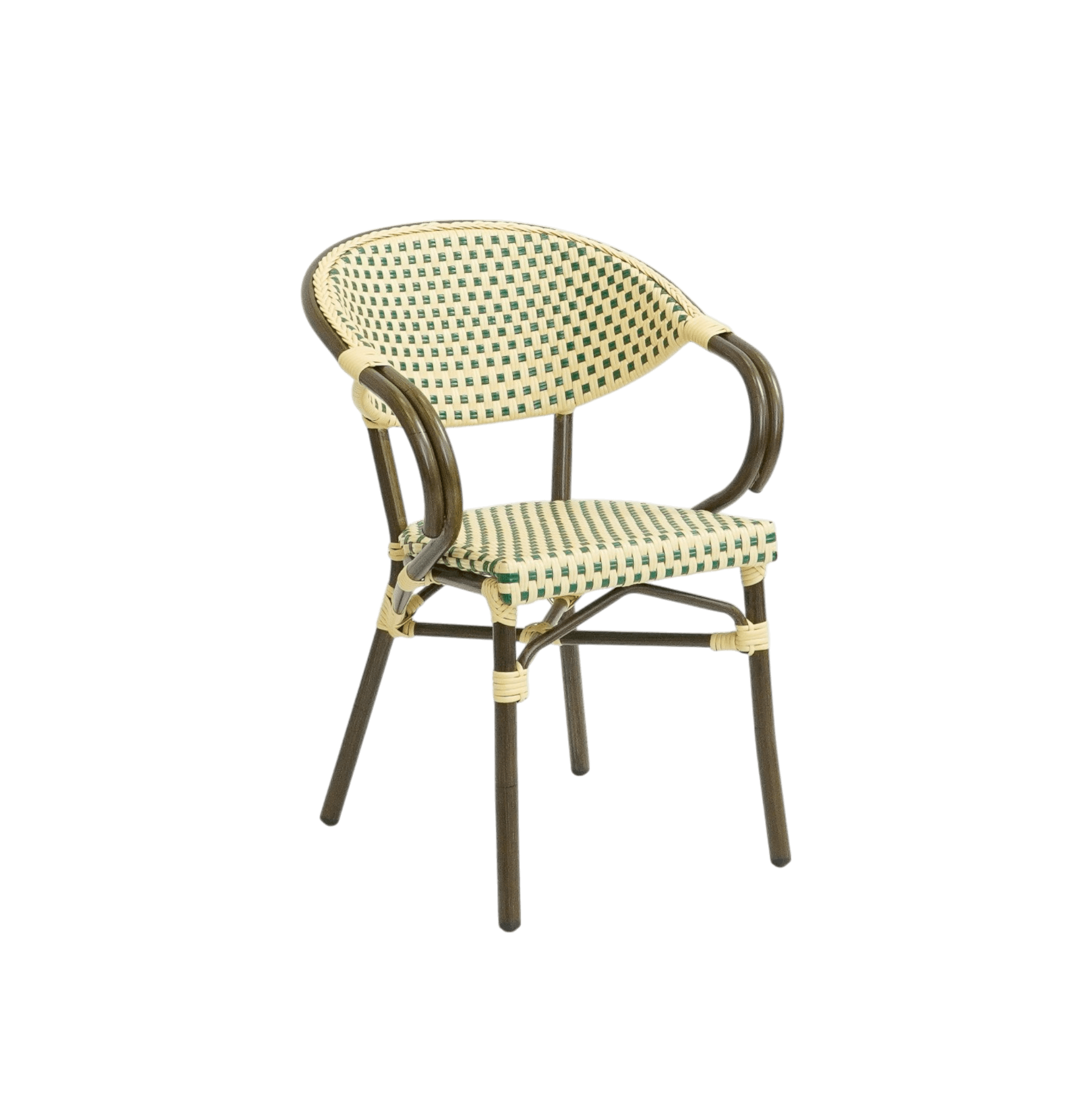 Paris - Caféstol m. armlæn - Flet MODEL 2025 - Grøn-beige