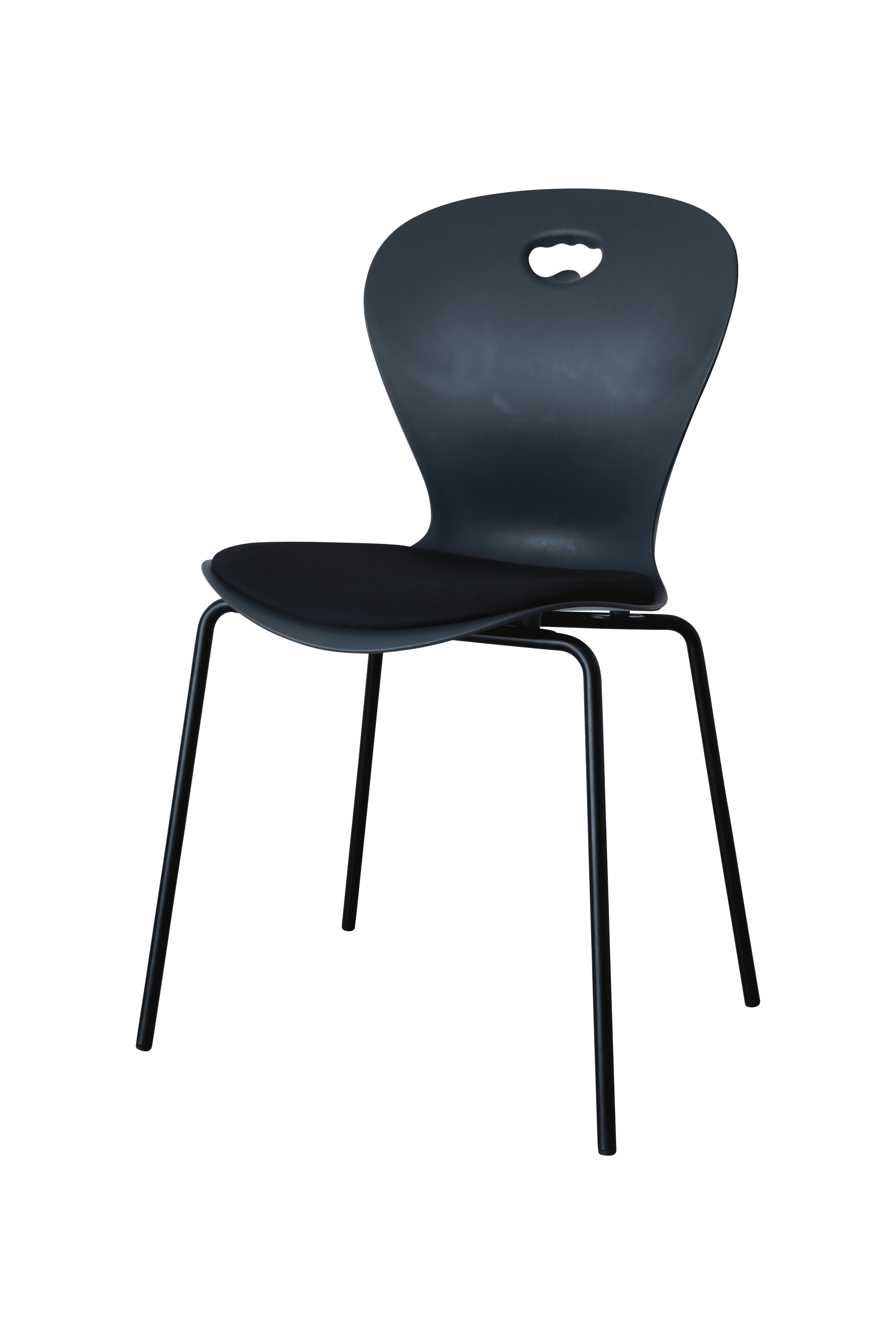 KAROLINE Stabelstol m/sædepolster Upcycled plast - Sort