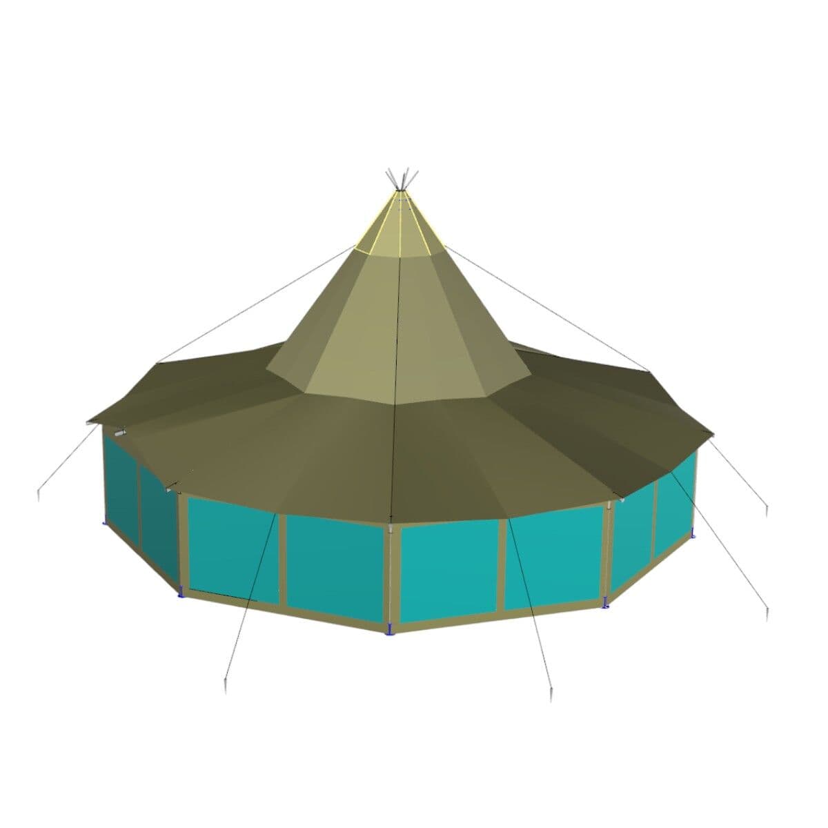 Sidor till Teepee 10,5m, transparent med PVC-kant (Set om 3 sidor)