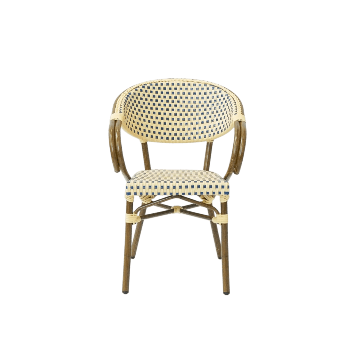 Paris - Caféstol med armstöd - Wicker - Blå-beige