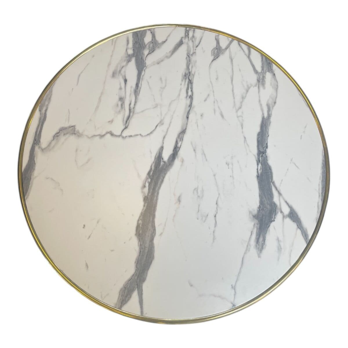 Carrara marmorlook/mässing bordsskiva rund - ø60cm