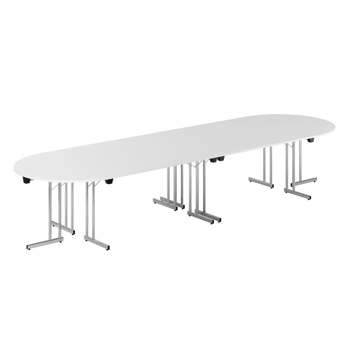 Konferensbord - 400x120cm - Hopfällbart bord - Hvid-krom