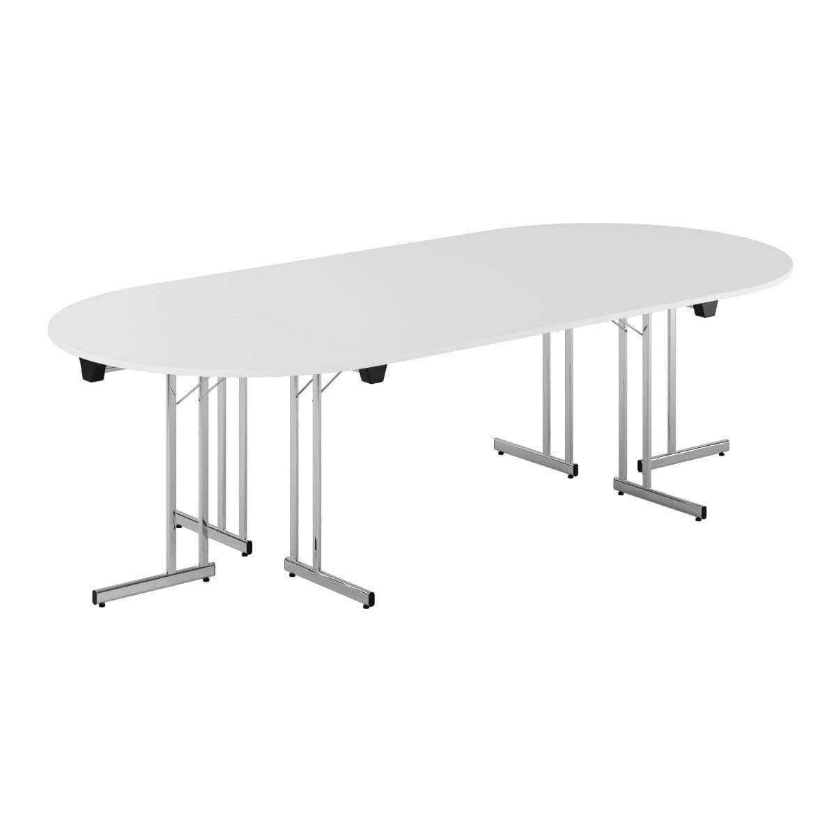 Konferensbord - 260x120cm - Hopfällbart bord - Hvid-krom