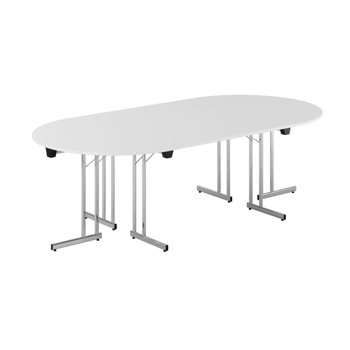 Konferensbord - 240x120cm - Hopfällbart bord - Hvid-krom