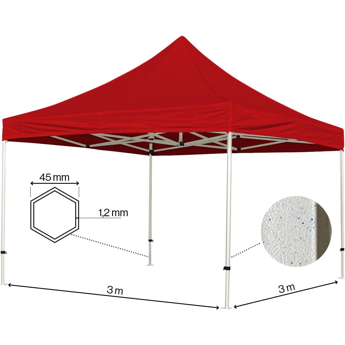 Stand Up Hopfällbart tält Komplett 3x3m Economy - Röd