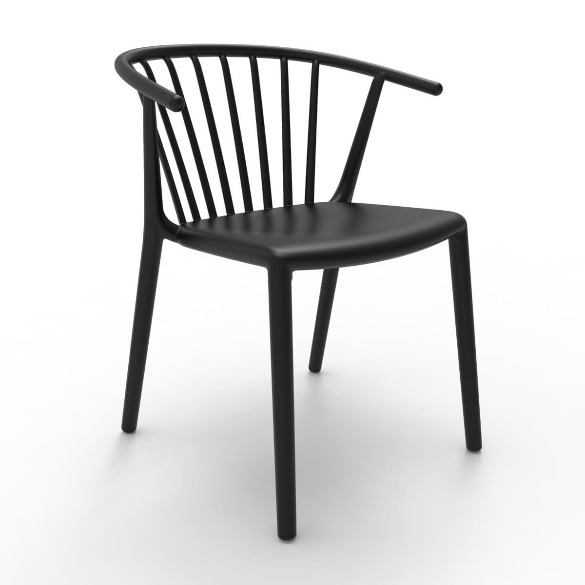 Woody plaststol med armstöd - Sort