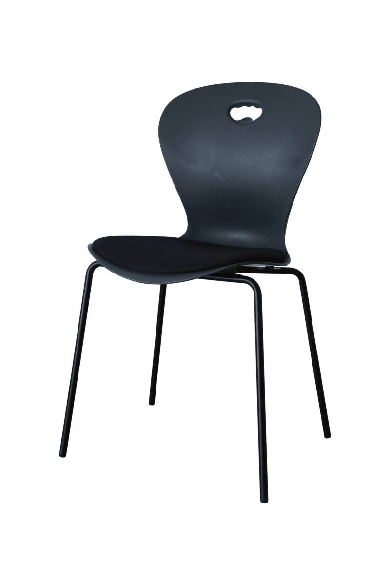 KAROLINE Stapelbar stol med sittdyna Upcycled plast - Sort