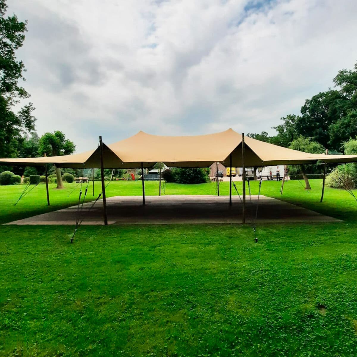 Stretchtält - 7,5x12m duk - Komplett - Taupe