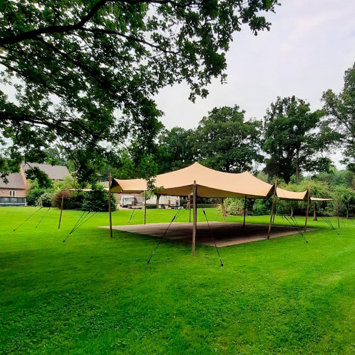Stretch Tält - 6x7,5m duk - Komplett - Taupe