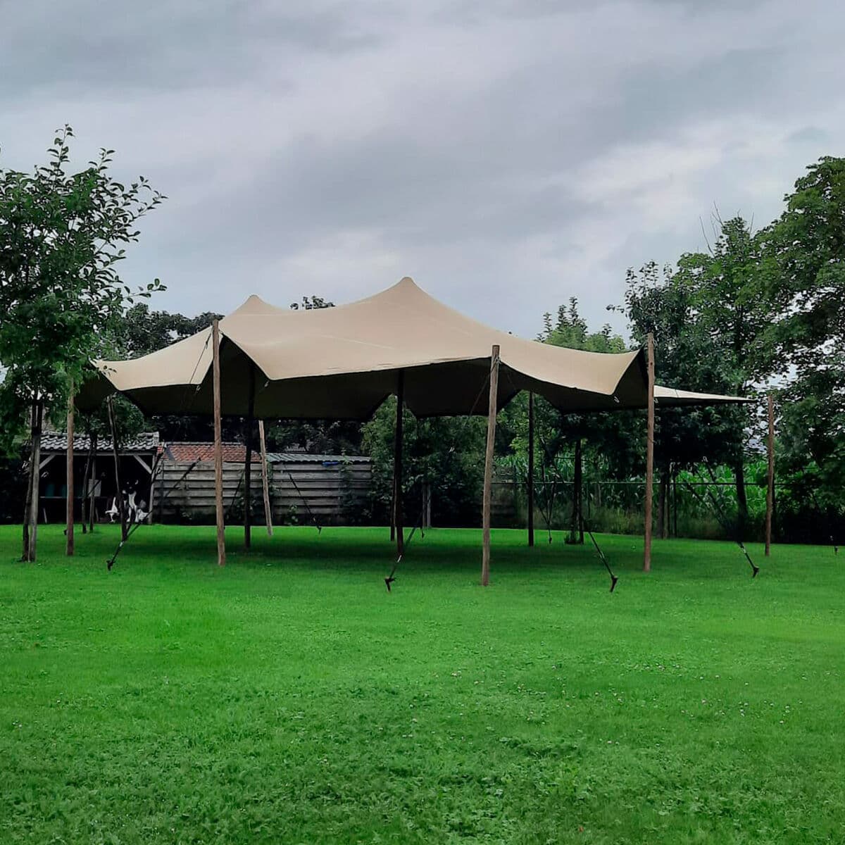 Stretch Tält - 6x6m duk - Komplett - Taupe