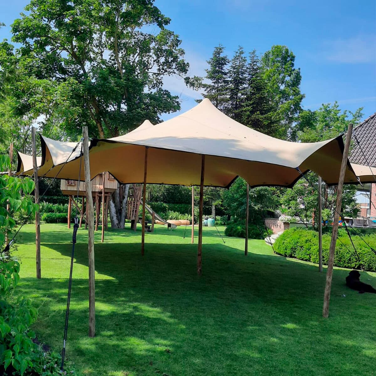 Stretch Tält - 4,5x6m duk - Komplett - Taupe