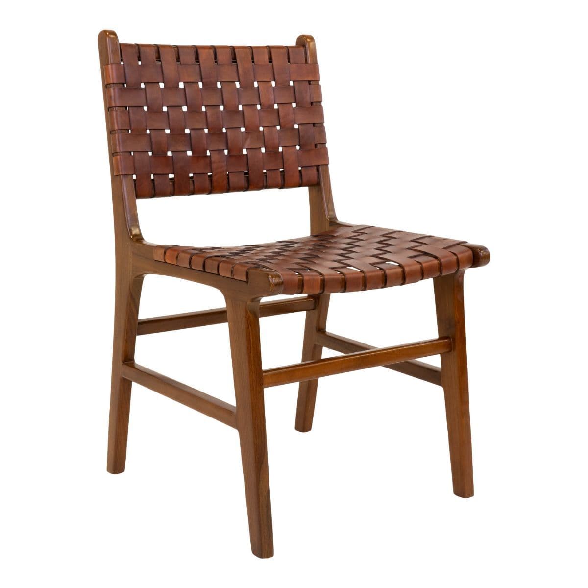 Perugia restaurangstol i teak med läder - Teak-brun