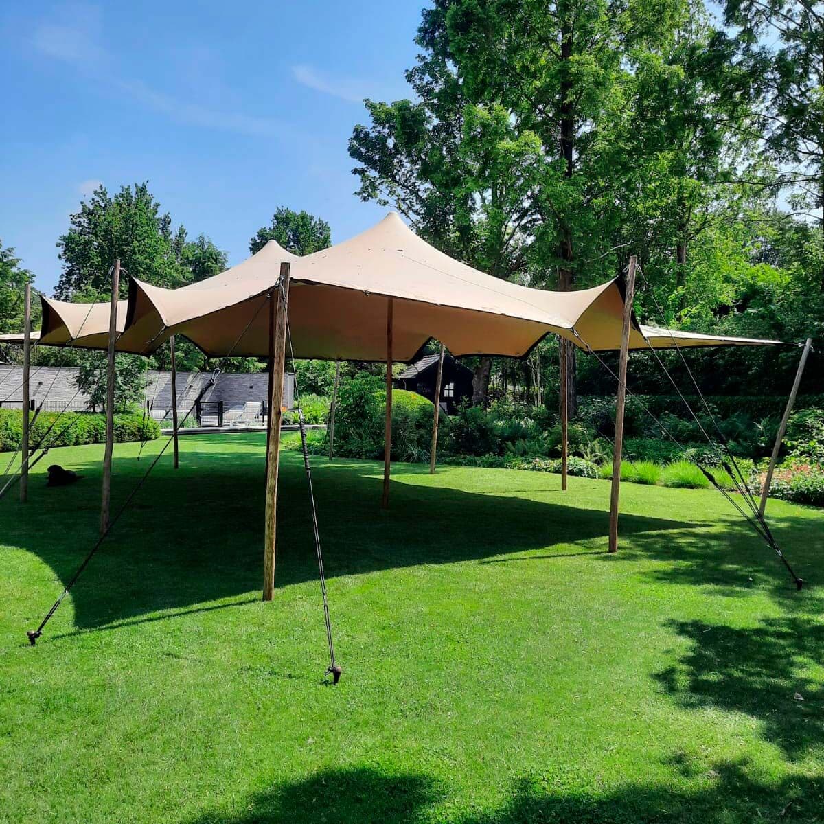 Stretchtält - 7,5x10,5m duk - Komplett - Taupe