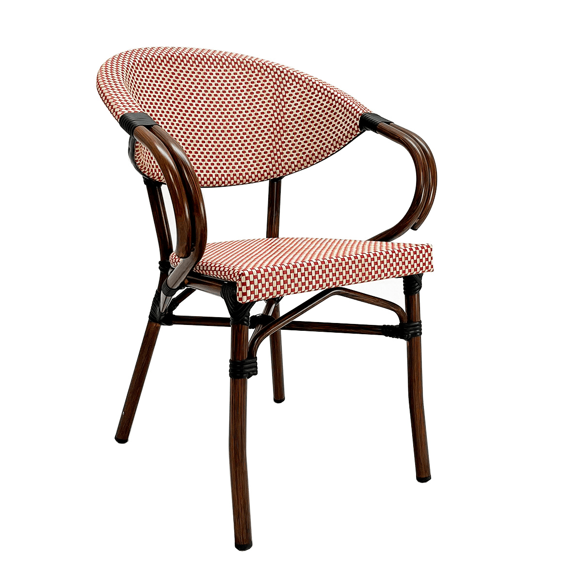 Paris 6 - Caféstol med armstöd - Textylene - Röd-beige
