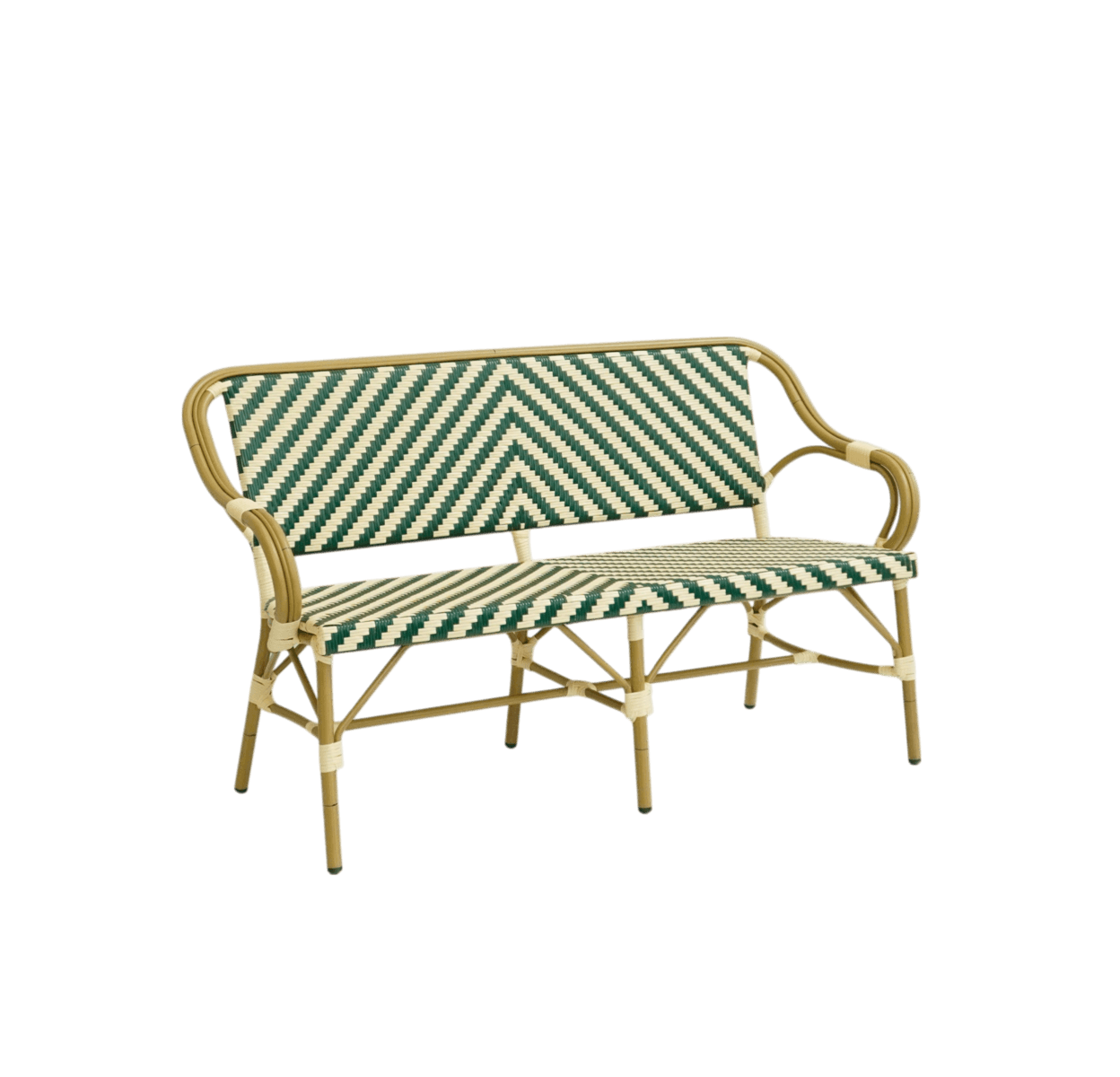 Paris - Cafébænk m. armlæn - Flet - Grön-beige