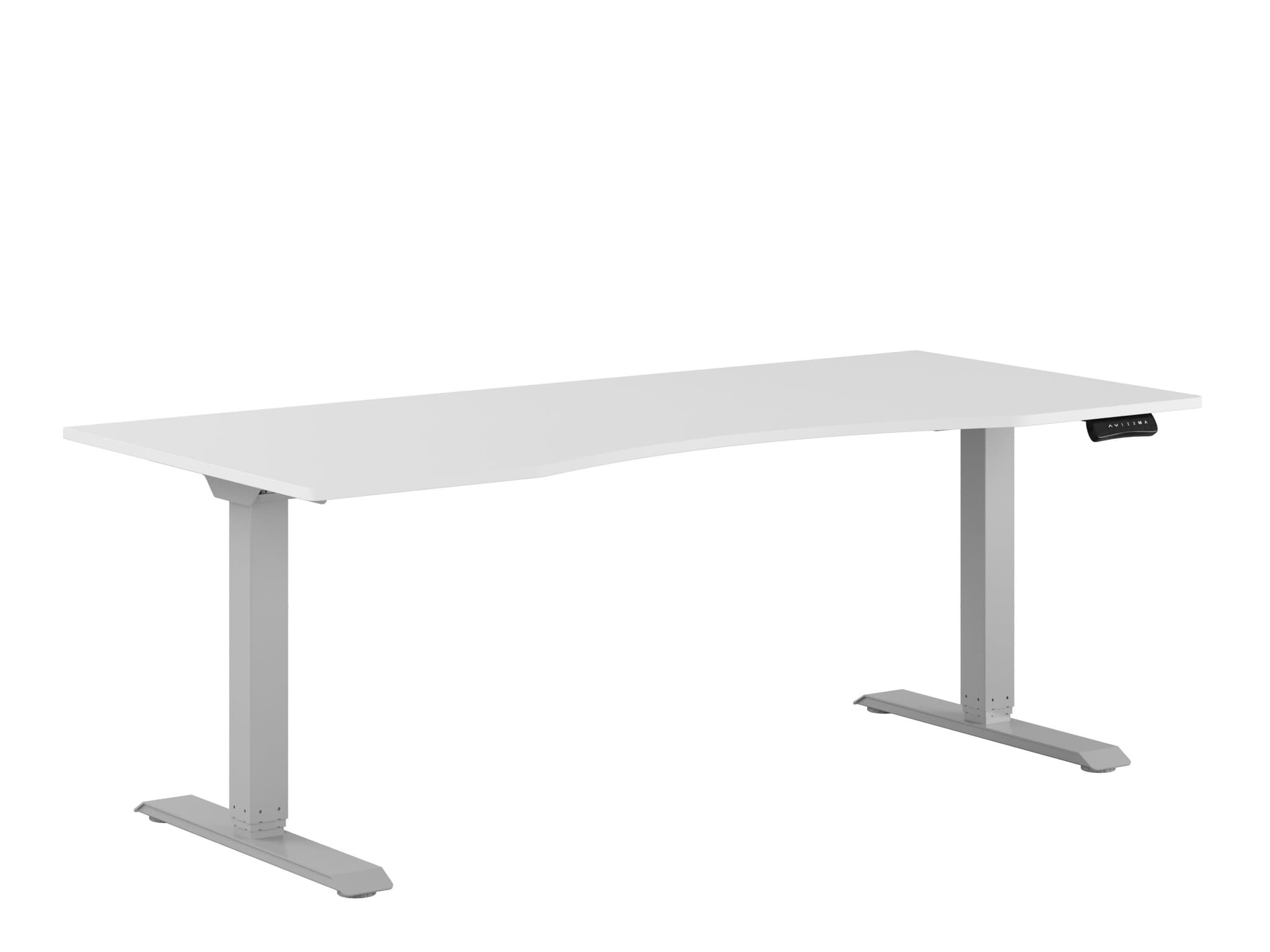 Premium Hæve/Sænkebord m/2 motorer og maveudtag 180x80cm - Hvid-grå