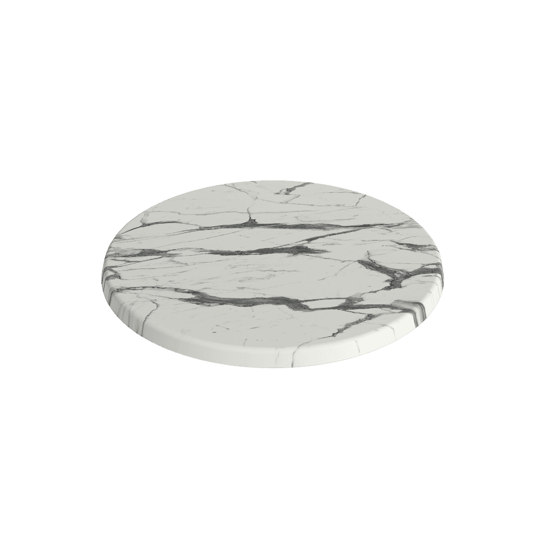 Carrara marmorlook bordsskiva rund - ø70 cm
