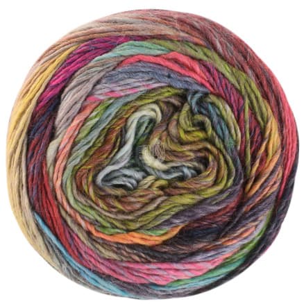 Lana Grossa Colorissimo Garn 217 Lime/Olive/Grå/Ljusröd/Mörkgrön