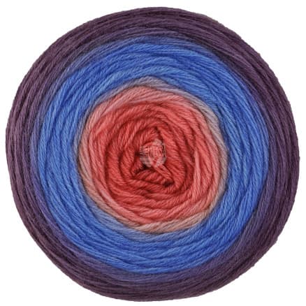 Lana Grossa Merino Lace Aquarell Garn 17 Mörkgrå violett/Azurblå/Salmonröd