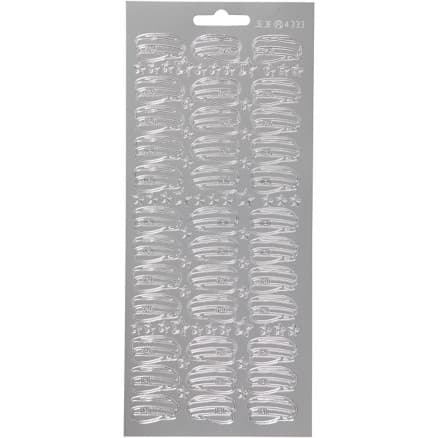 Stickers, hatt, ark 10x23 cm, silver, 1 ark