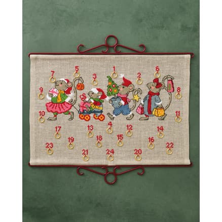 Permin Broderikit Julkalender Mus Stripe 50x34cm