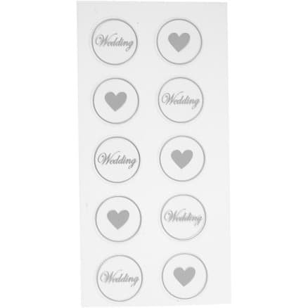 Stickers, hjärta - wedding, Dia. 25 mm, ark 7,8x15,5 cm, svart, 2 mix. ark/ 1 förp.
