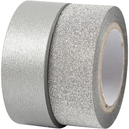 Washitejp, B: 15 mm, silver, 2 rl./ 1 förp.