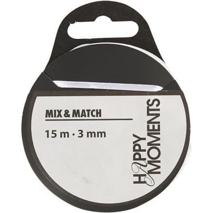 Satinband, B: 3 mm, vit, 15 m/ 1 rl.