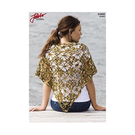 Trekantssjal med spindelm�nster - Sjal Virk-m�nster 140x70cm