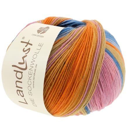 Lana Grossa Landlust Sockenwolle Garn 129 Rosa/Old Pink/Lilac/Gulgrön/Gul/Orange/Mint/Ocean Green