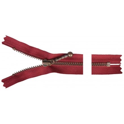 YKK Dragkedja/Blixtlås Antik Mässing 12cm 4mm Bordeaux