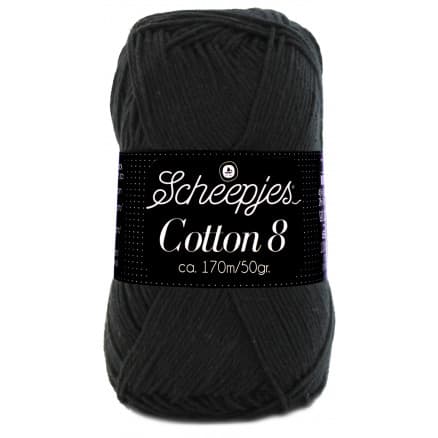 Scheepjes Cotton 8 Garn Unicolor 515 Svart