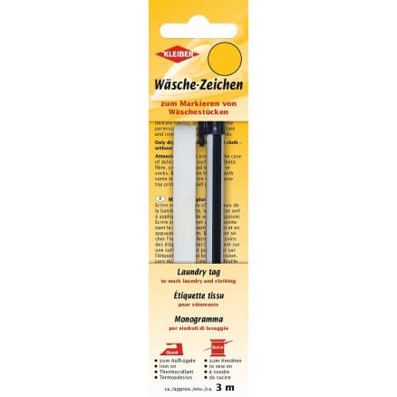 Kleiber Tags/Tejp till Tvätt Liten Set Vit 1cm - 3 m