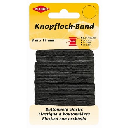 Kleiber Knapphålsresår Svart 12mm - 3m