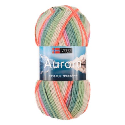 Viking Garn Aurora 631 Multi Grön/ Orange/ Rosa