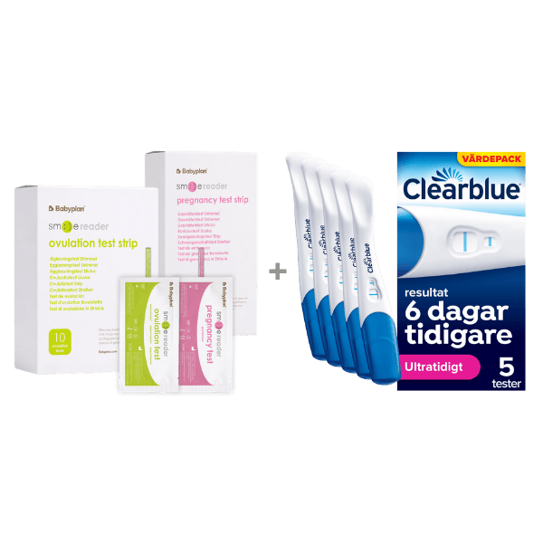 Bundle med Clearblue Ultratidigt Graviditetstest (5 st) + Nya SmileReader testset