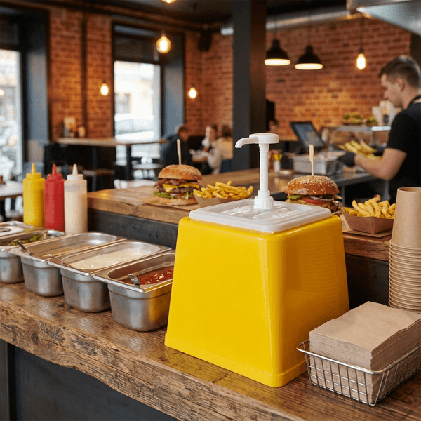 Hendi Såsdispenser Med Pump Gul Plast 2l