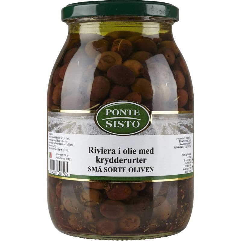 Riviera-oliver i Olja/kryddörter 950 g