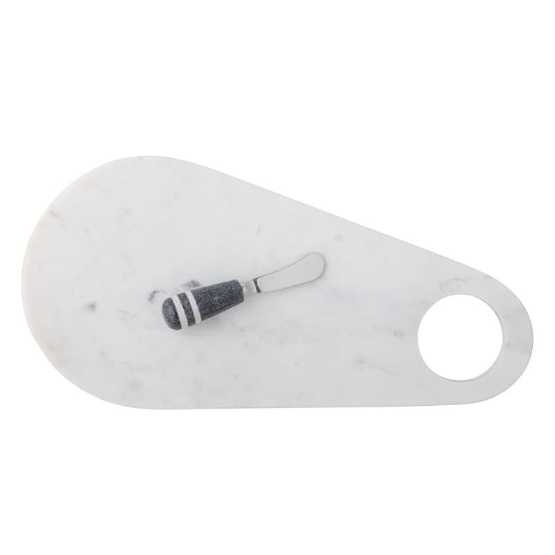 Abrielle Serveringsbräda Med Kniv - Vit - Marmor