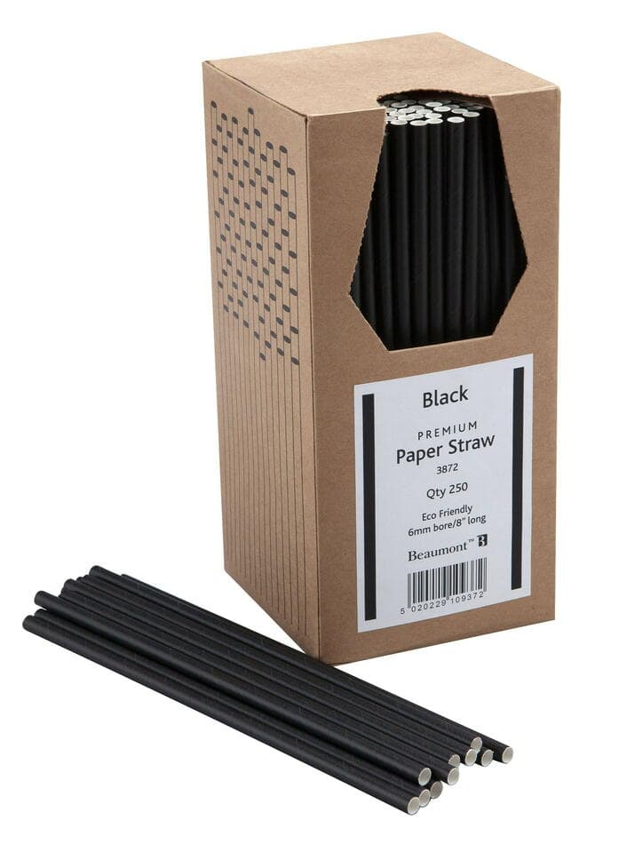 Papperssugrör 20cm 6mm - Svart Pk 250