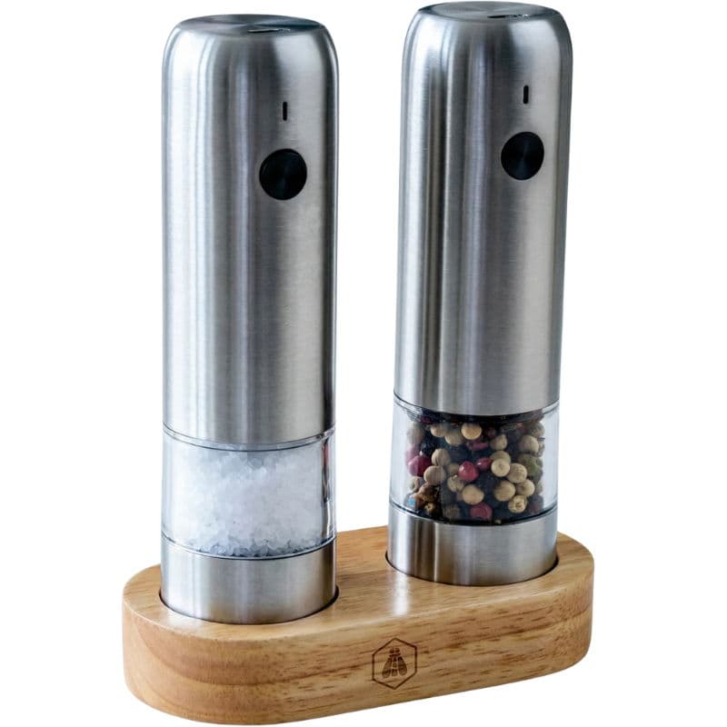 Laguiole Elektrisk Salt- Och Pepparkvarnset Med Trästativ
