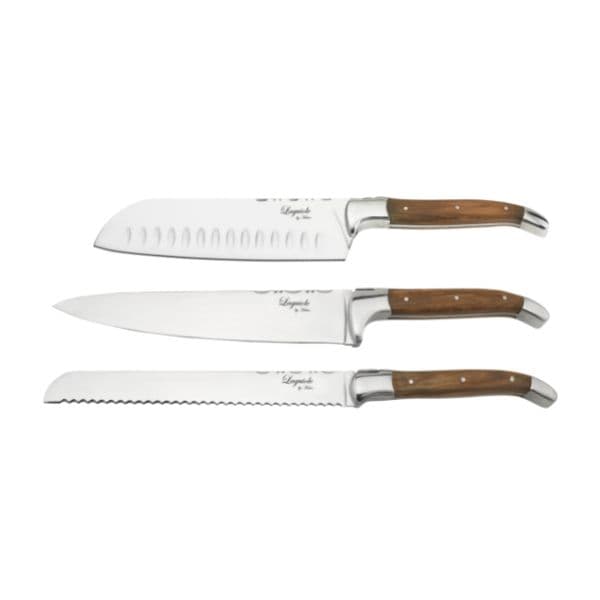 Laguiole By Hâws 3 Knives Set (Santoku + Chef + Bread Knife)
