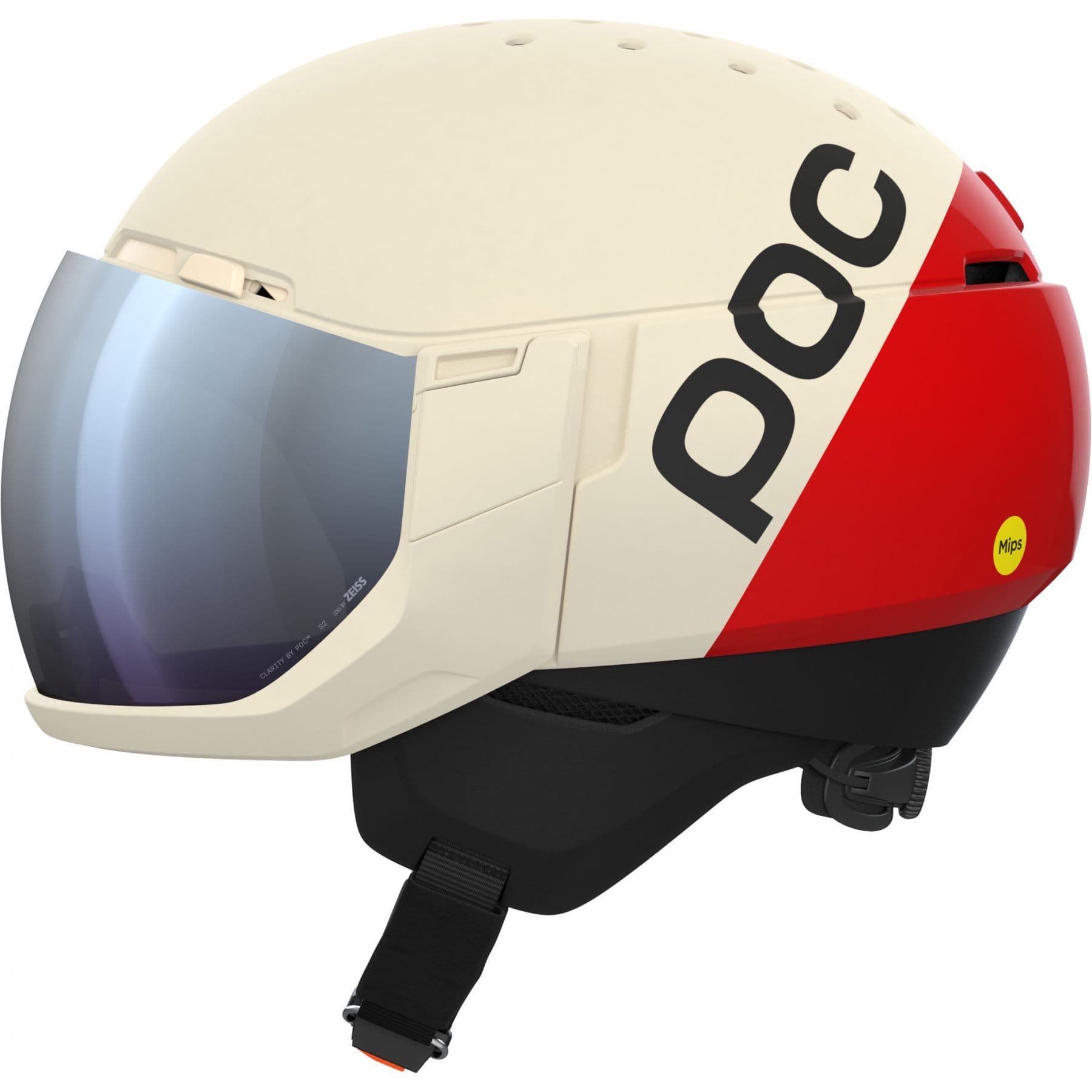 POC Levator MIPS, Skidhjälm med Visir, Rouge/Blanc