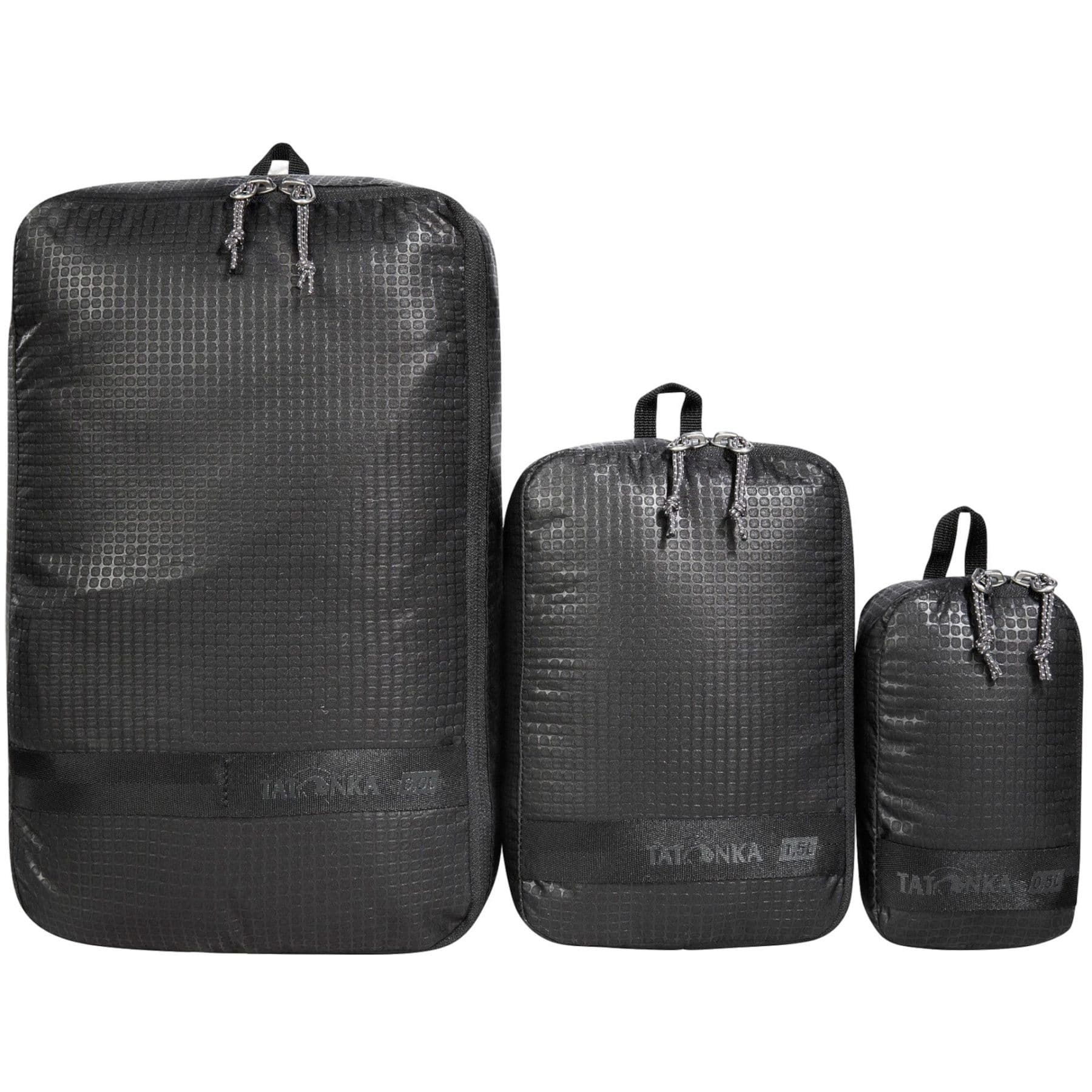 Tatonka Stuff Sack Zip Set III, packpåse, svart, 3 st.